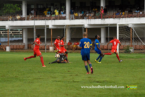 Glenmuir Goalkeeper Paul Beckford secures the ball in their 3-2 loss to Ruseas Glenmuir Goalkeeper Paul Beckford secures the ball in their 3-2 loss to Ruseas